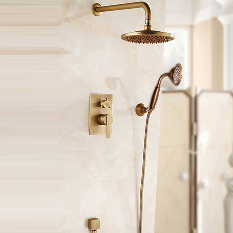 Concealed Thermostatic Shower System Set - Antikes Messing verdecktes Dusch set Badezimmer
