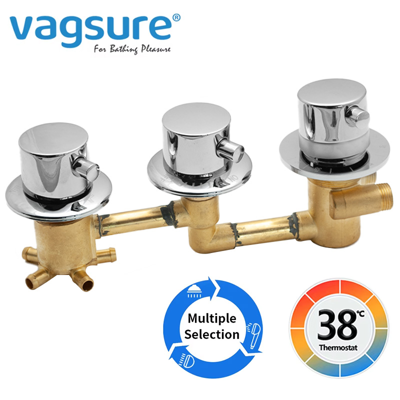 Thermostatic Shower Faucet Valve 3 Way - Neue Triple Griff Thermostat Messing Dusche