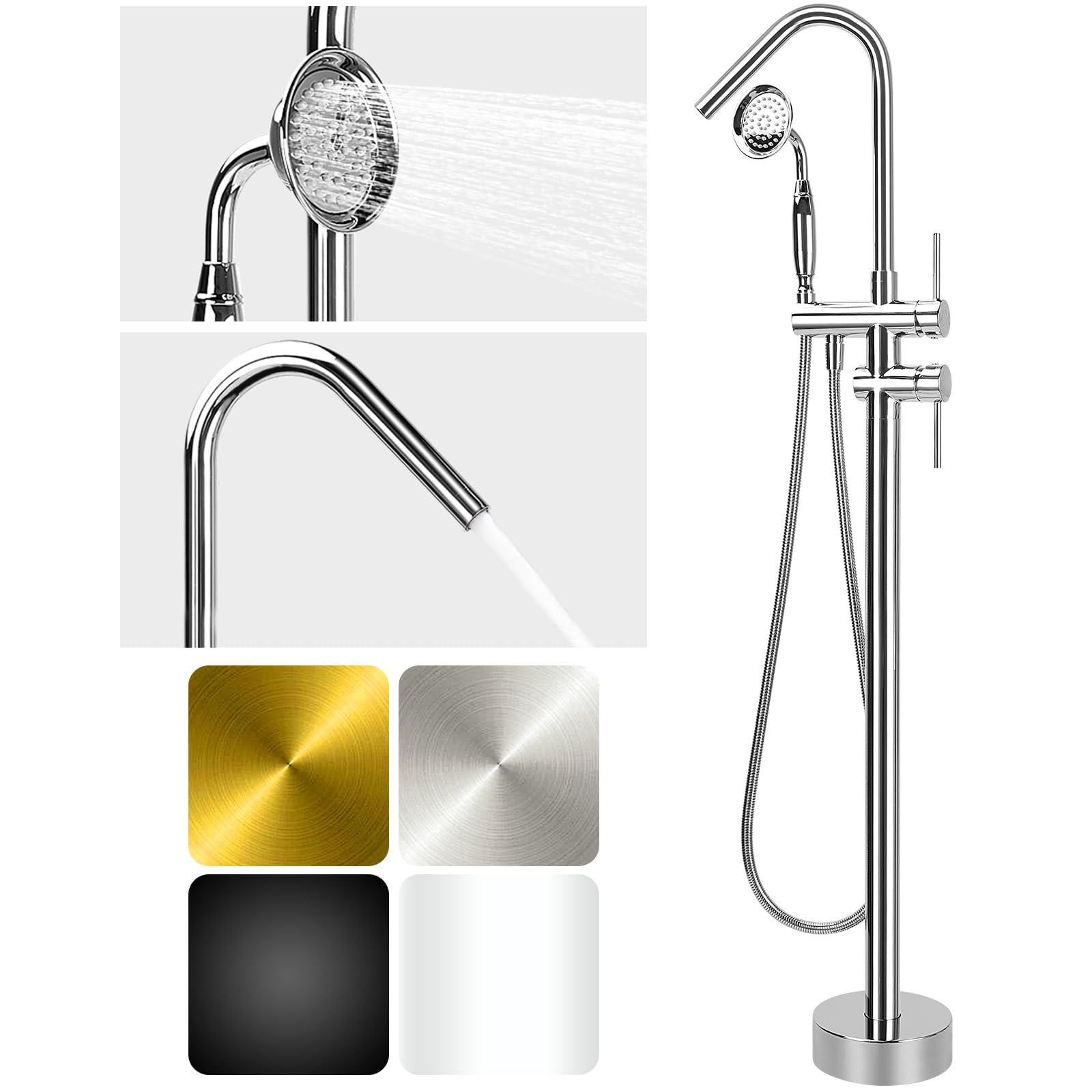 Freestanding Bathtub Filler Faucet Floor - Freistehender Badewannenhahn, freistehender Badewannenhahn mit Handbrause,