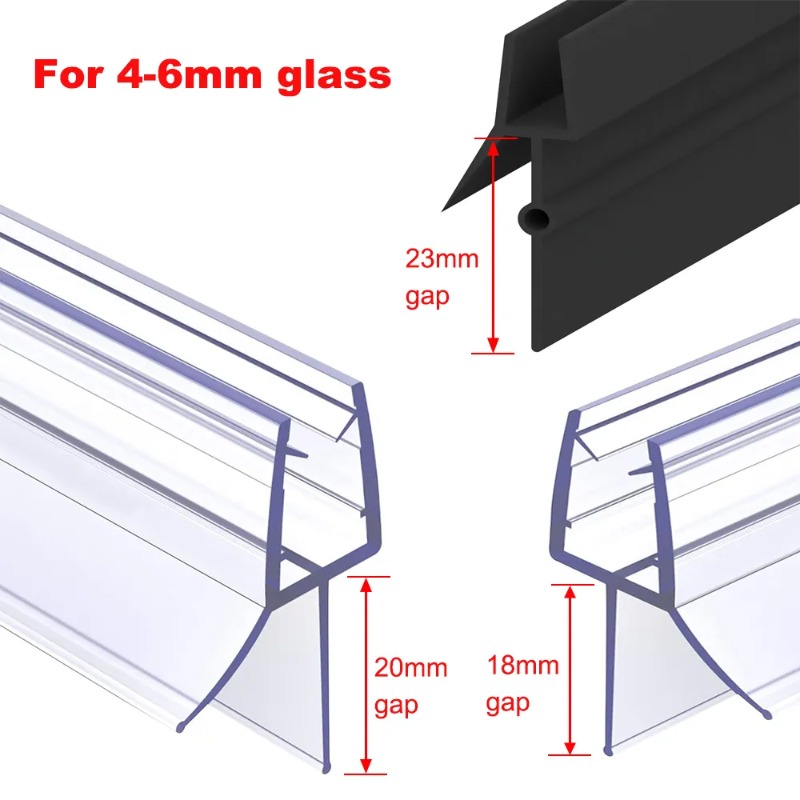 Shower Door Bottom Seal Strip Sweep - Dichtungsstreifen für Duschtüren, rahmenlose PVC-Unterdichtung für