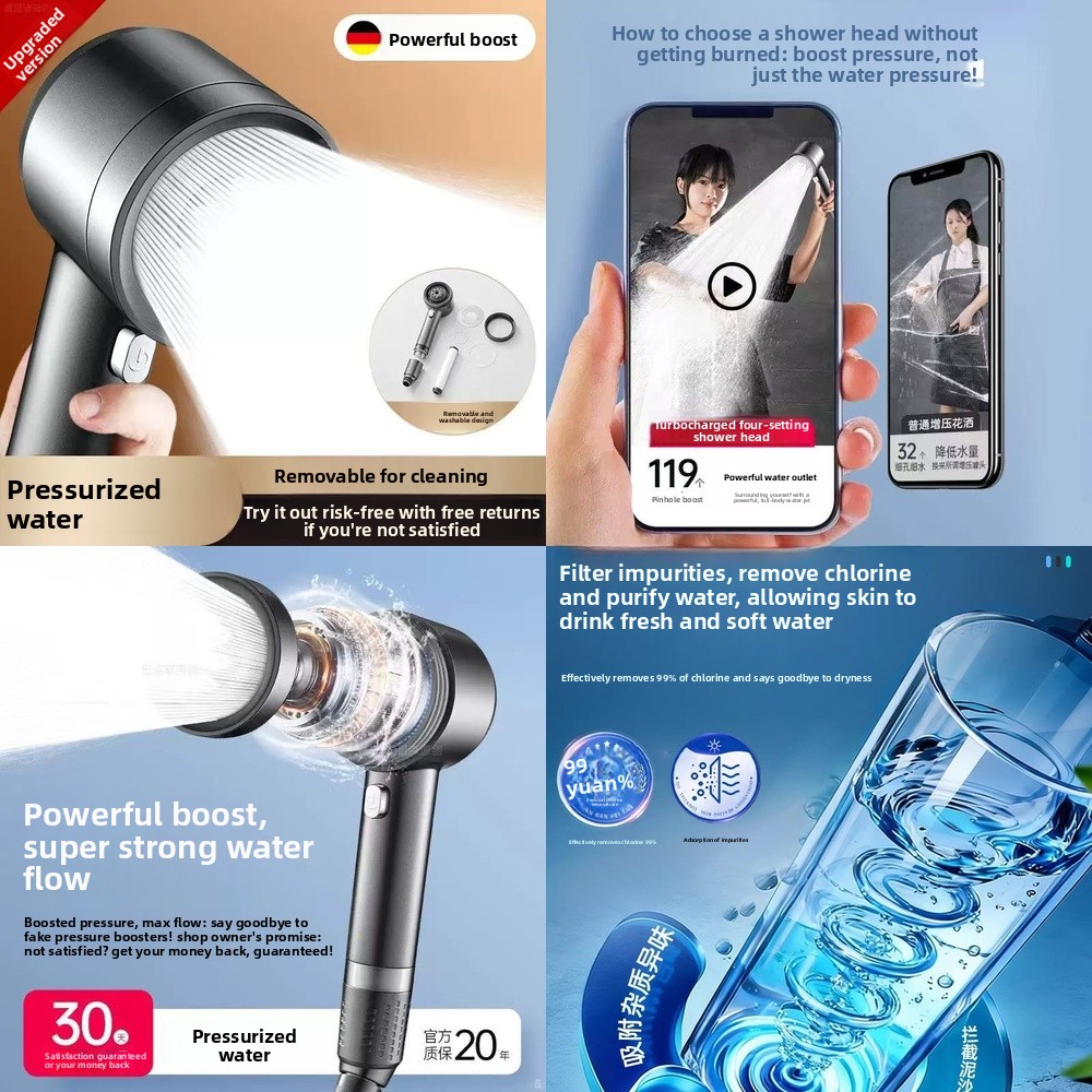 Handheld Shower Head High Pressure Filter - Hochdruck-Duschkopf mit Wassersparfilter Großer Durchfluss Regendusche