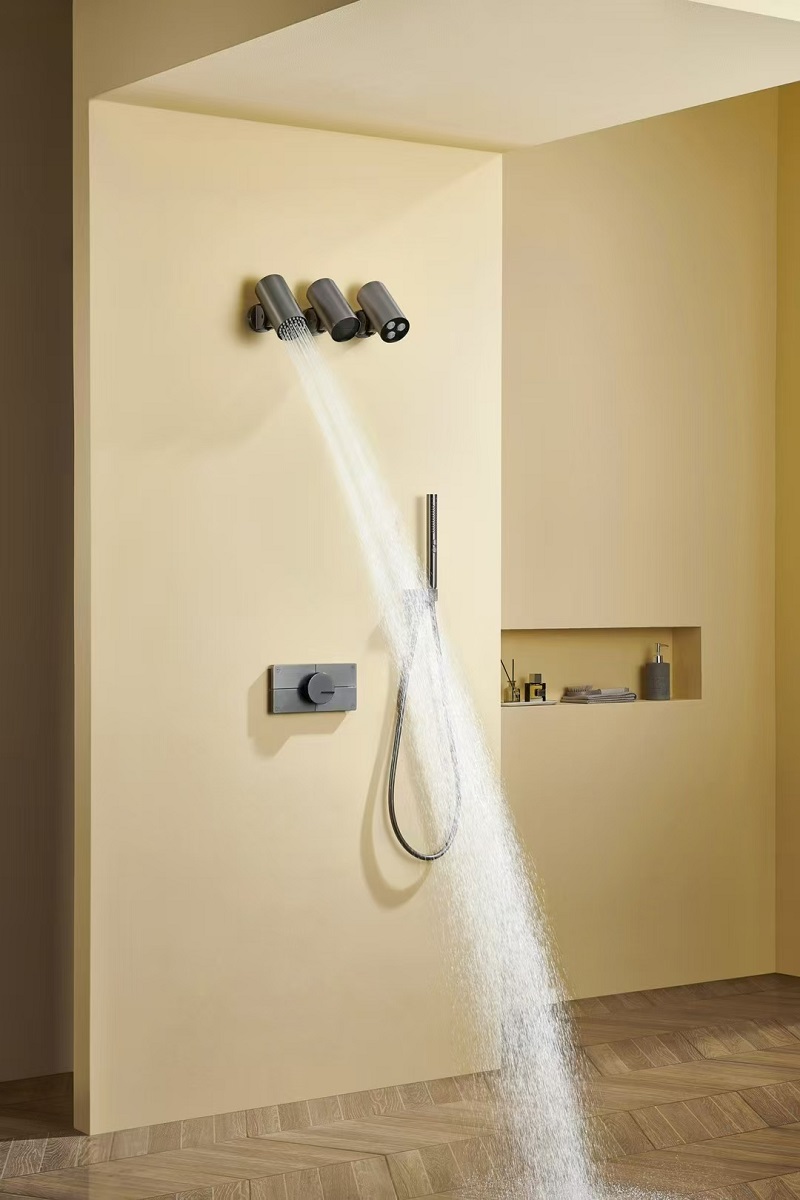Concealed Thermostatic Shower System Set - 3-teiliges Duschkopf-Thermostat-Duschset, luxuriöses Regenwasserfall-Massage-Badezimmer-Duscharmatur-Set, verdecktes Duschsystem