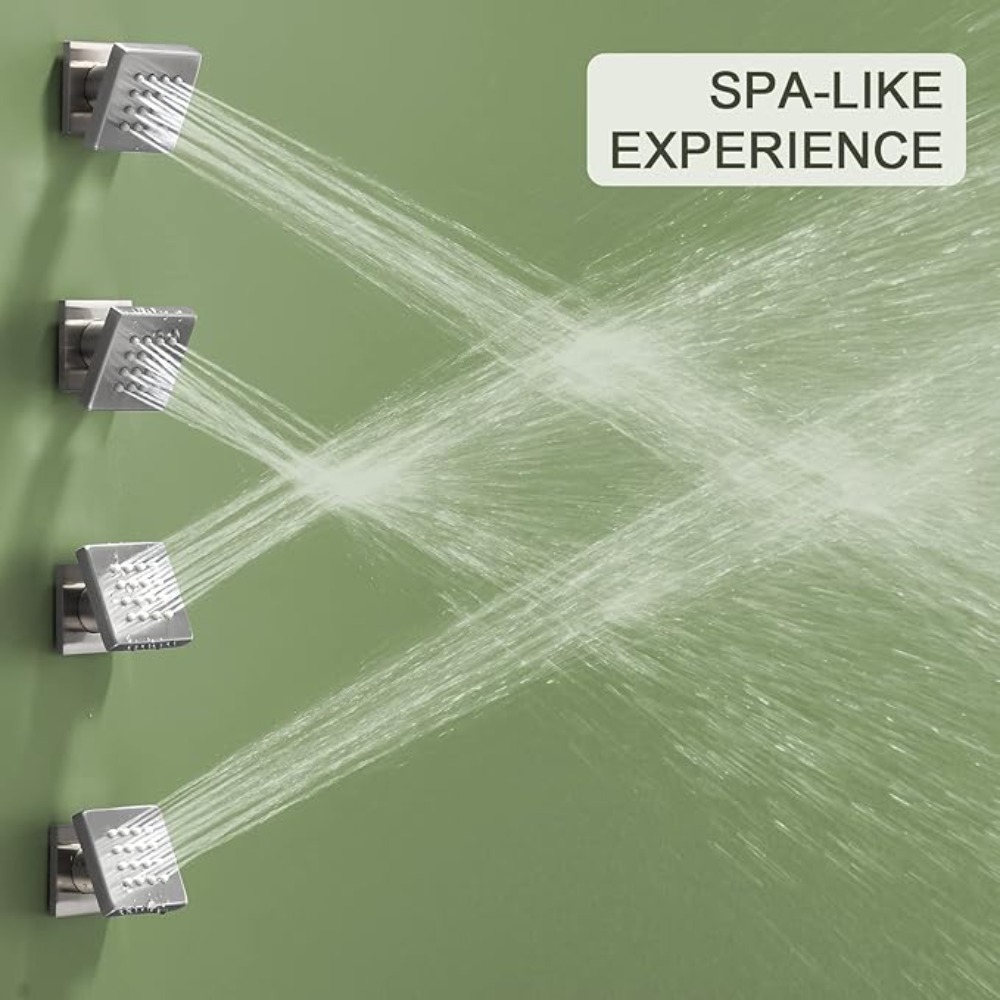 Shower Body Jet Massage Spray Square - Körpersprays aus verchromtem schwarzem Messing, quadratische