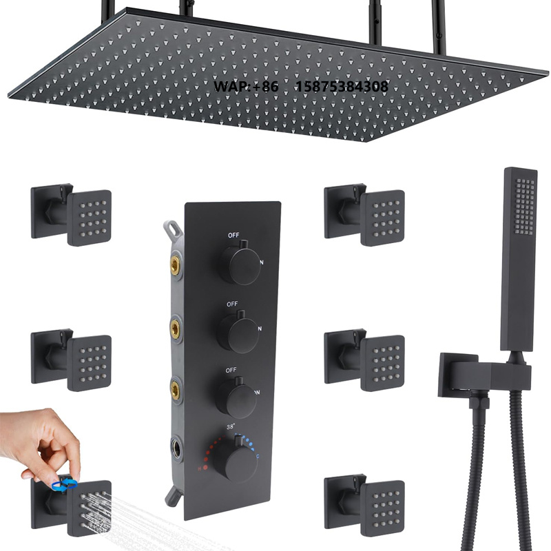 Concealed Thermostatic Shower System Set - Neues Modernes Thermostatisches Unterputz-Duschsystem Dreifunktions-Duscharmatur-Set Wandmontiert