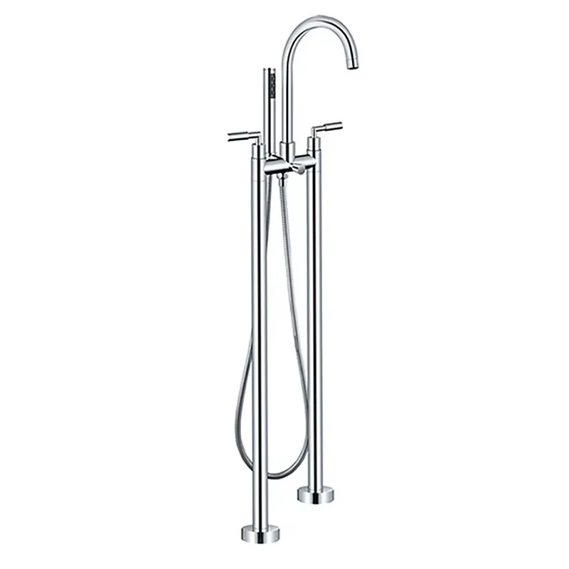 Freestanding Bathtub Filler Faucet Floor - Gebürstetes Bodenmontiertes Freistehendes Regenfall-Badewannenfüllset mit Freistehender