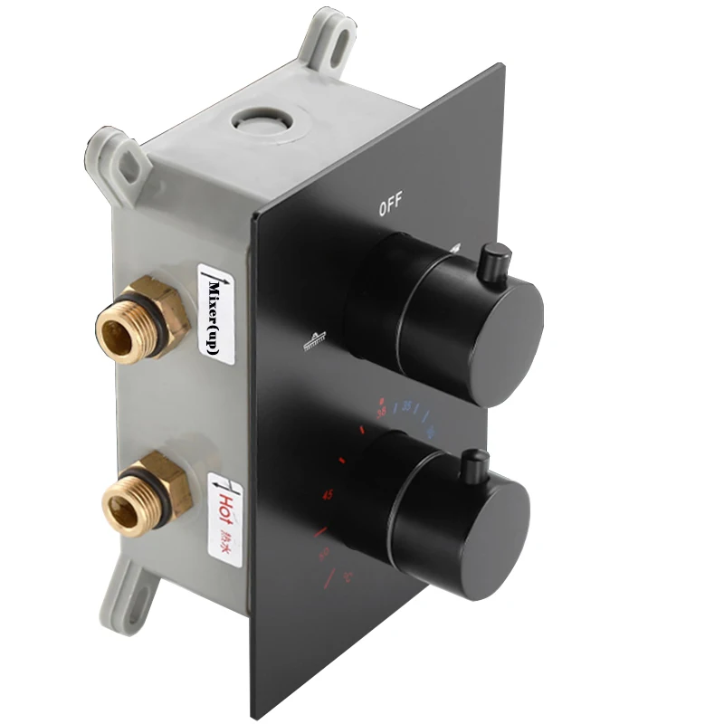 Thermostatic Shower Faucet Valve 3 Way - LANGYO Mattschwarzes thermostatisches Duscharmatur-Mischventil, 2 oder