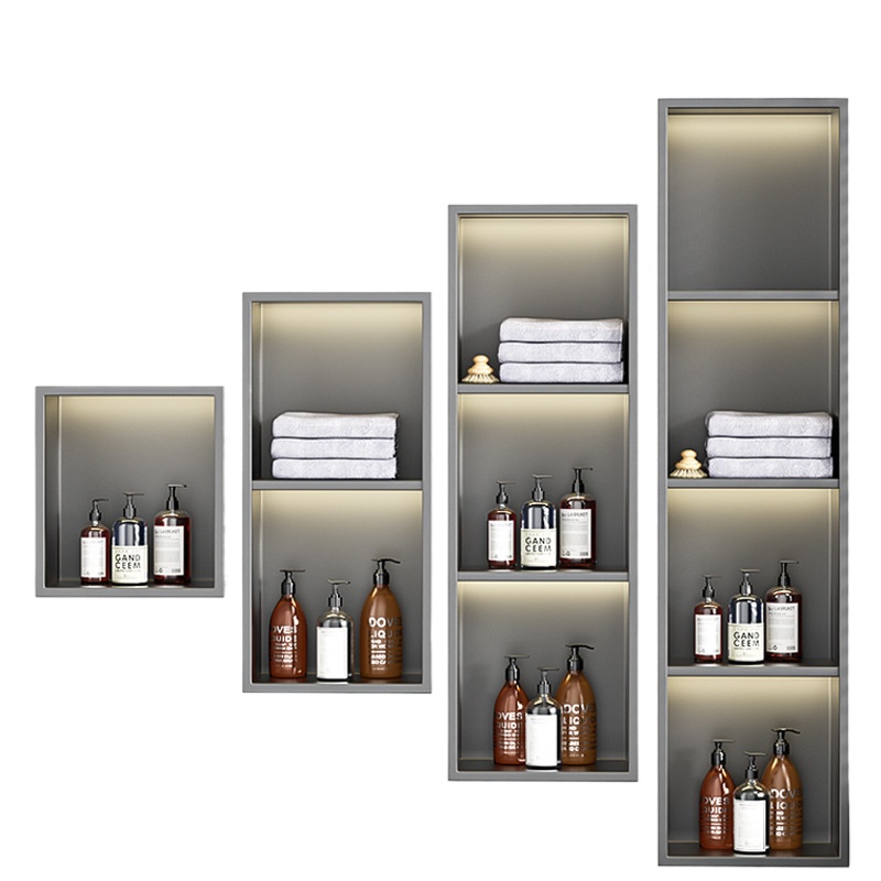 Shower Niche Stainless Steel Recessed - Eingelassene Edelstahl-Badezimmer-Nische, Eingebautes Wandregal mit LED-Beleuchtung