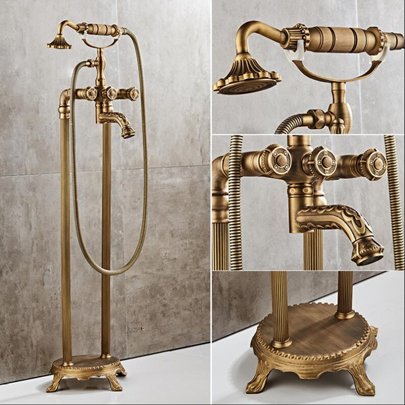 Freestanding Bathtub Filler Faucet Floor - Tuqiu bodenstehender, geschnitzter Badewannen-Wasserhahn, Badewannenfüller, modische