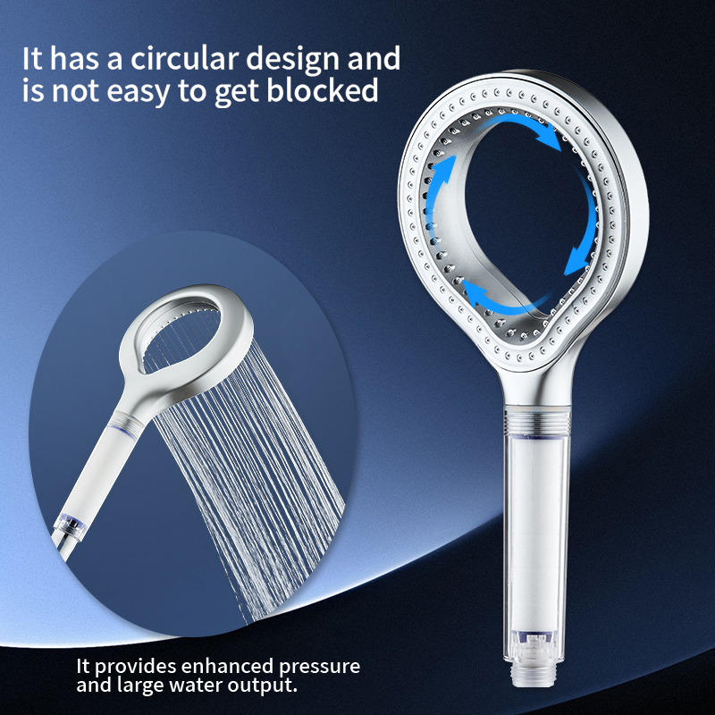 Handheld Shower Head High Pressure Filter - Ringförmiger Hochdruck-Duschkopf mit Filter, Badezimmer-Booster-Duschkopf, Handbrause