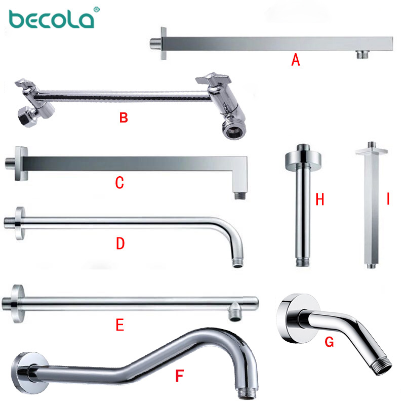 Shower Arm Ceiling Mount Brass Chrome - BECOLA Bad Kupfer Wand Dusche Arm