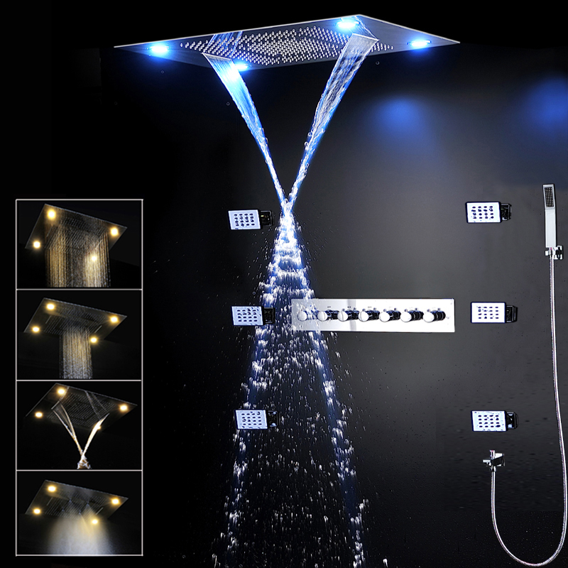 Hochwertiges Musik-LED-Duschsy – Led Rainfall Shower Head Waterfall Bewertung und Preis