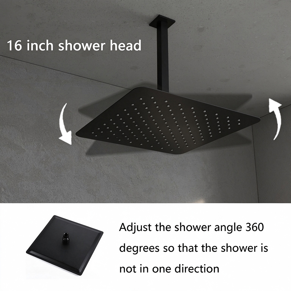 Modernes Mattschwarzes Unterpu – Concealed Thermostatic Shower System Set Bewertung und Preis