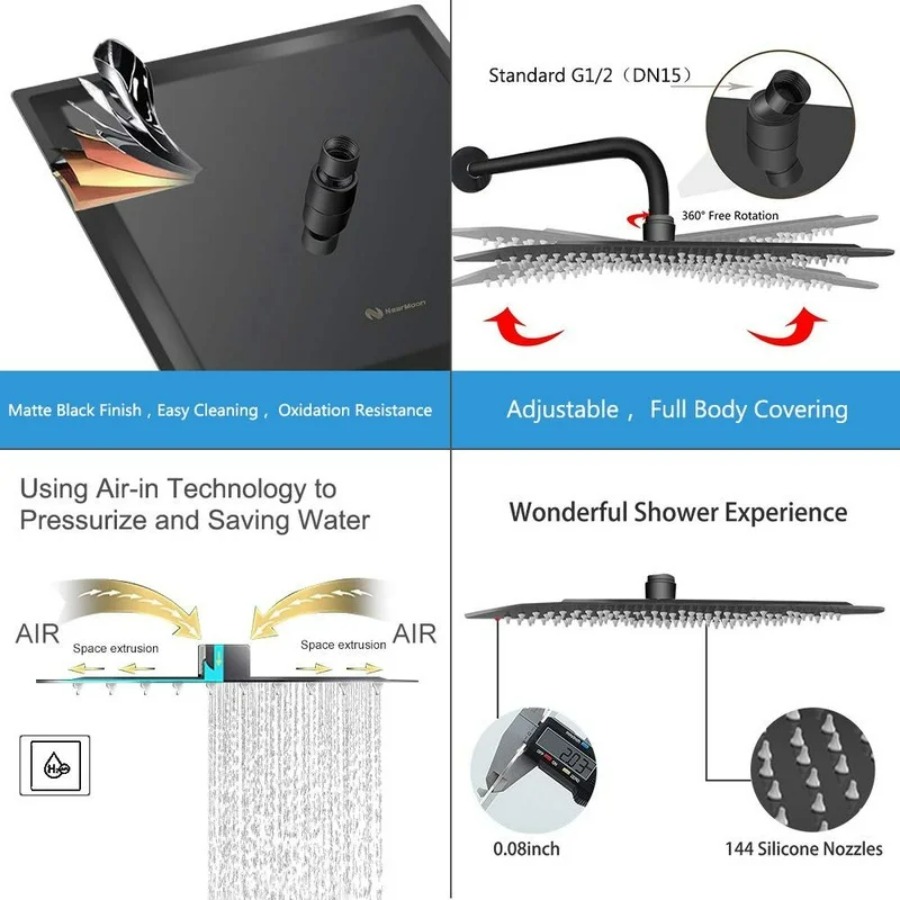 8/10/12/16 Zoll 304 Edelstahl  – Rainfall Shower Head Ceiling Mount 16 Inch Bewertung und Preis