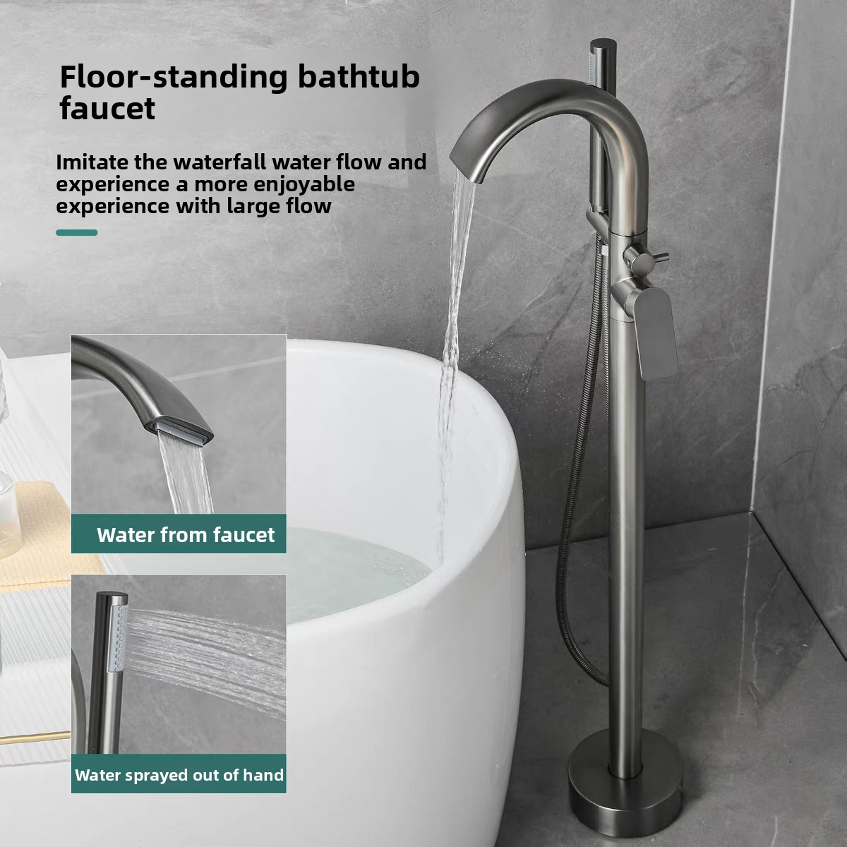 Gun Metal Hot Cold Freistehend – Freestanding Bathtub Filler Faucet Floor Bewertung und Preis
