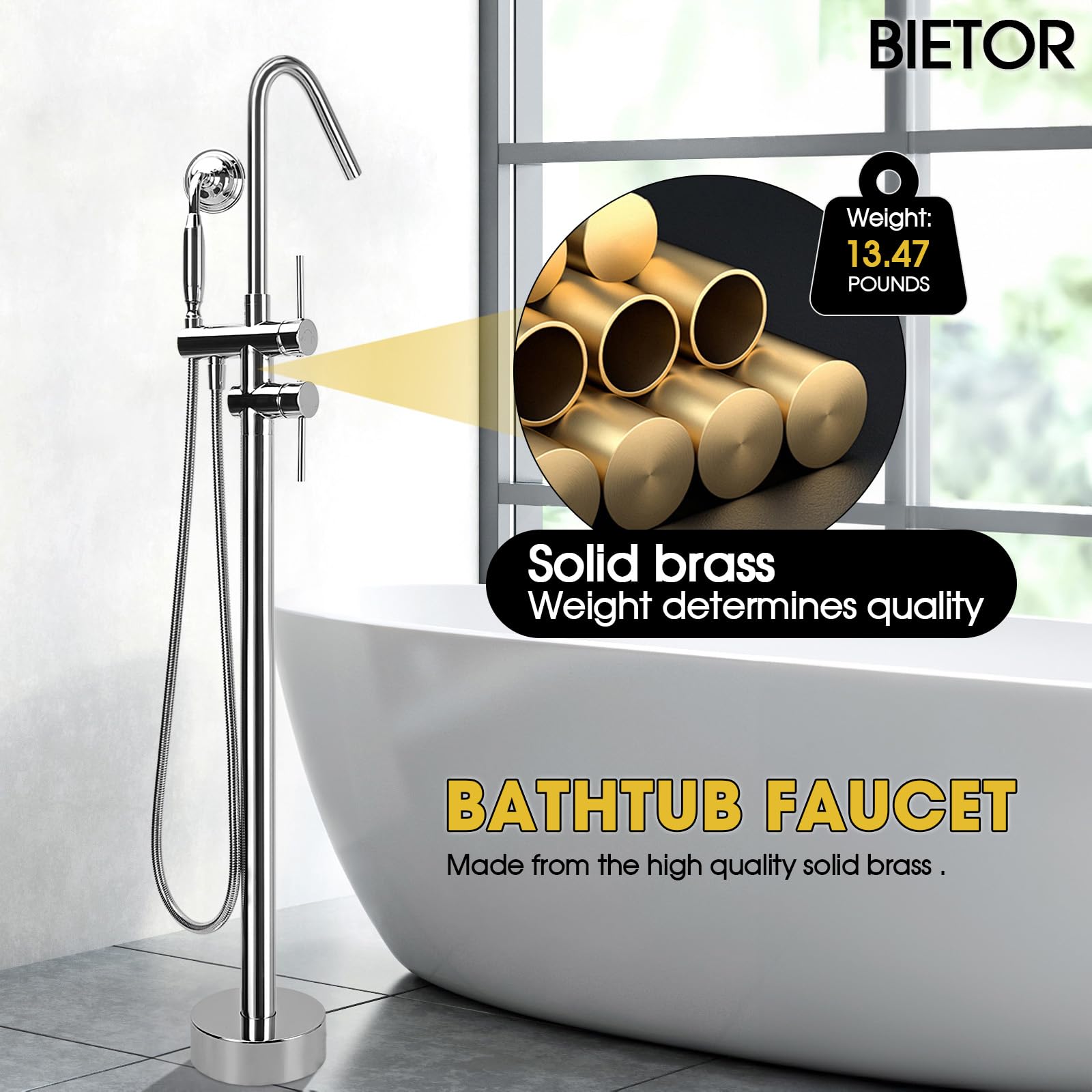 Freistehender Badewannenhahn,  – Freestanding Bathtub Filler Faucet Floor Bewertung und Preis