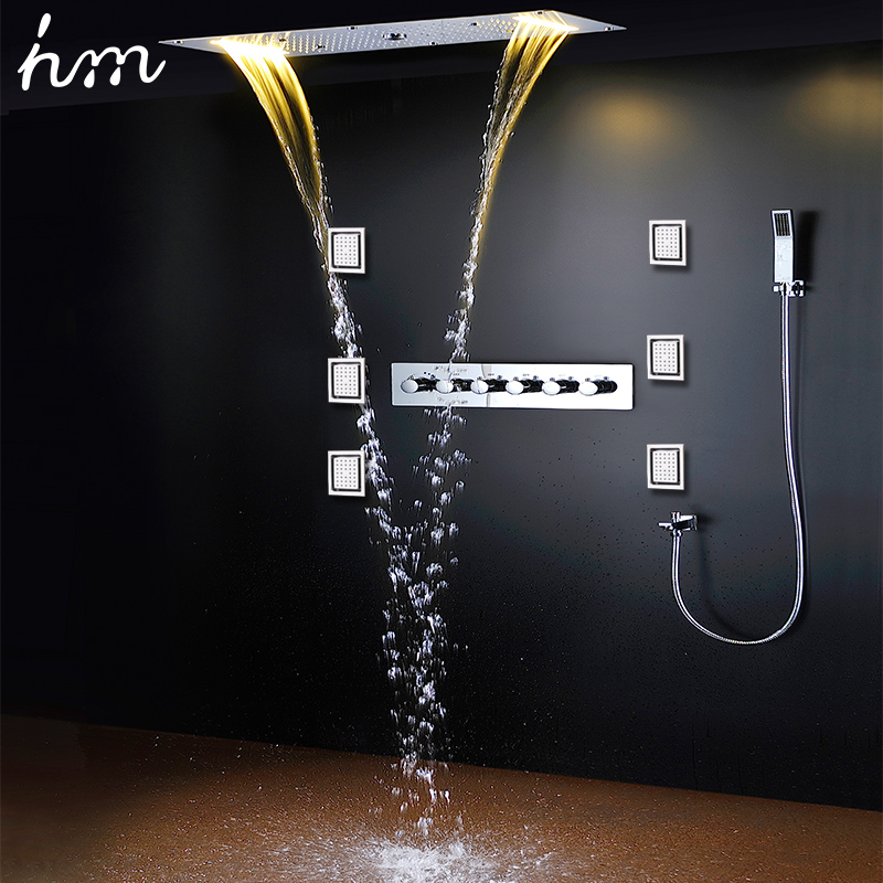 hm Luxus-Decken-LED-Duschset,  – Led Rainfall Shower Head Waterfall Bewertung und Preis