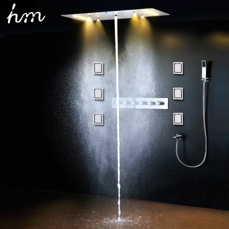 hm Luxus-Decken-LED-Duschset,  – Led Rainfall Shower Head Waterfall Bewertung und Preis