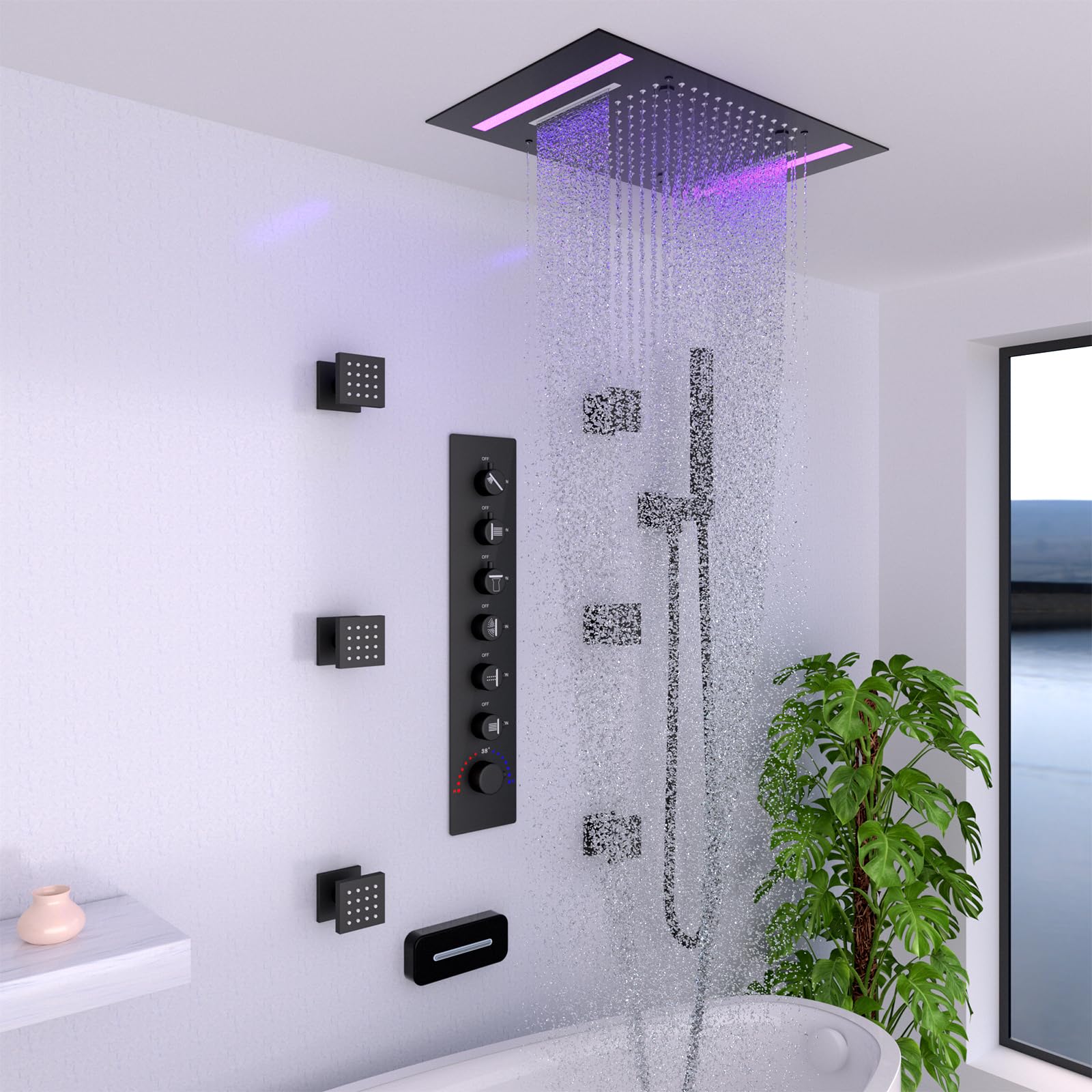 Chrom 304 Edelstahl 14x20 Zoll – Led Rainfall Shower Head Waterfall Bewertung und Preis
