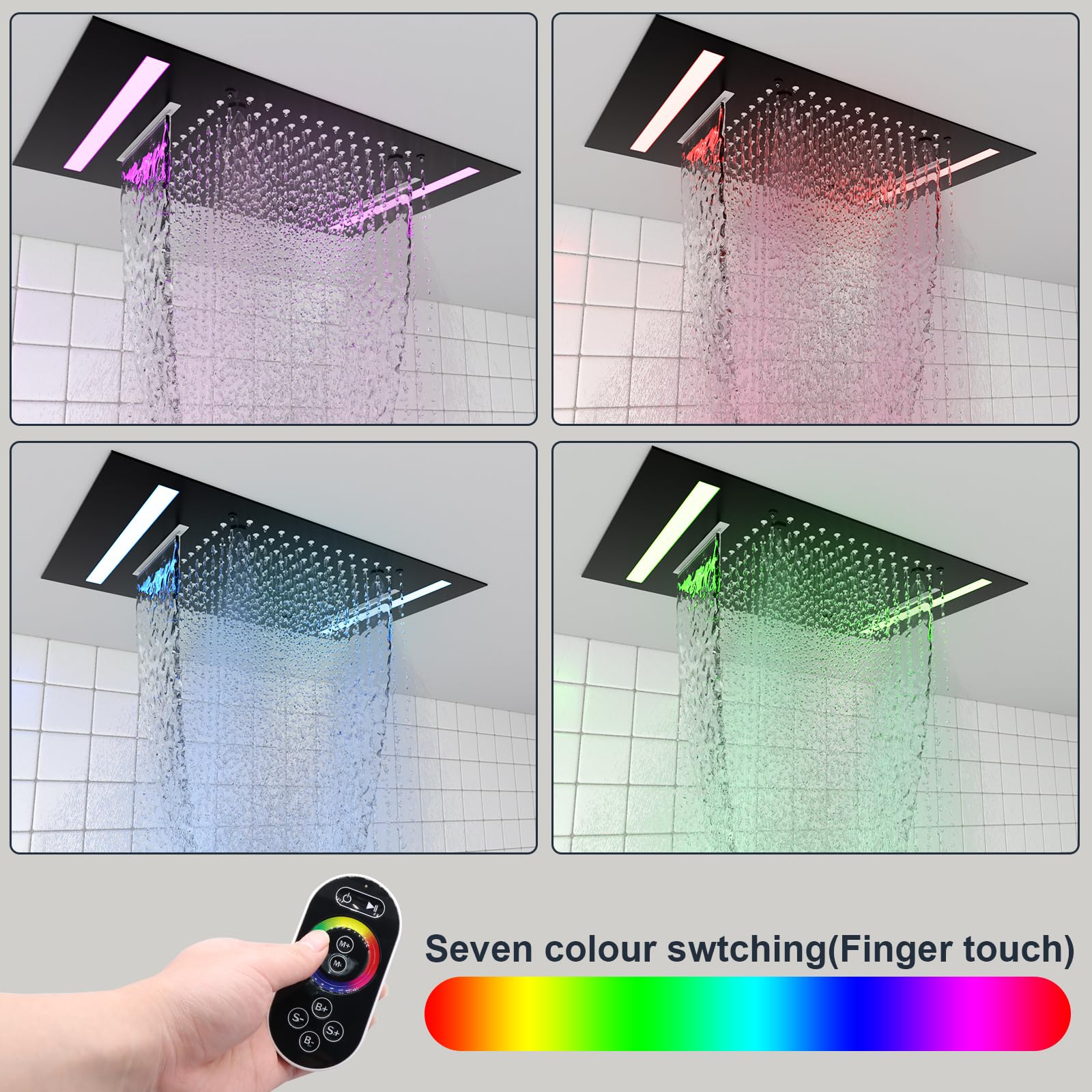 Chrom 304 Edelstahl 14x20 Zoll – Led Rainfall Shower Head Waterfall Bewertung und Preis