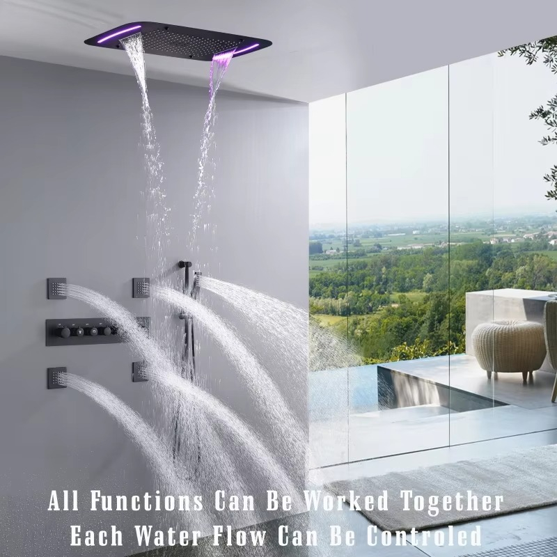 Mattschwarzer 710*430mm LED-Du – Led Rainfall Shower Head Waterfall Bewertung und Preis
