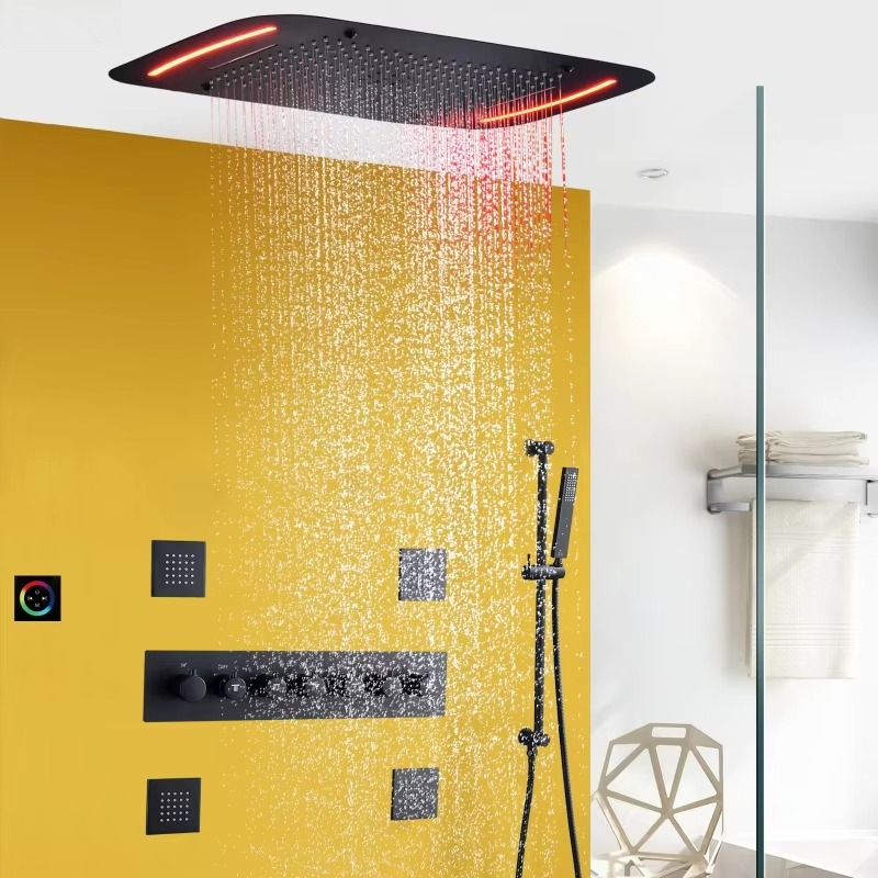 Mattschwarzer 710*430mm LED-Du – Led Rainfall Shower Head Waterfall Bewertung und Preis