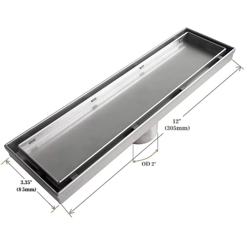 12 Zoll rechteckiger, polierte – Linear Shower Drain Stainless 304 Tile In Bewertung und Preis