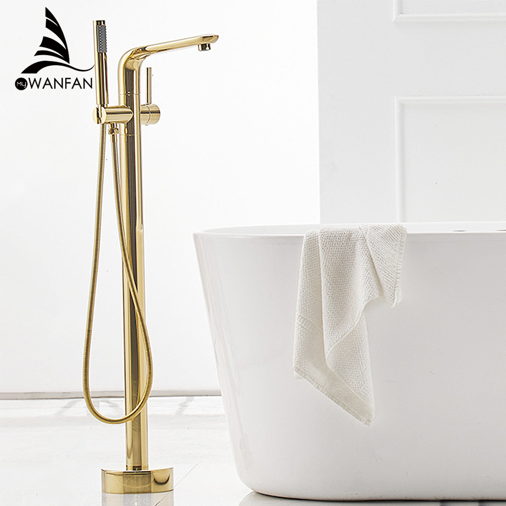 Mode Gold Messing Badezimmer D – Freestanding Bathtub Filler Faucet Floor Bewertung und Preis