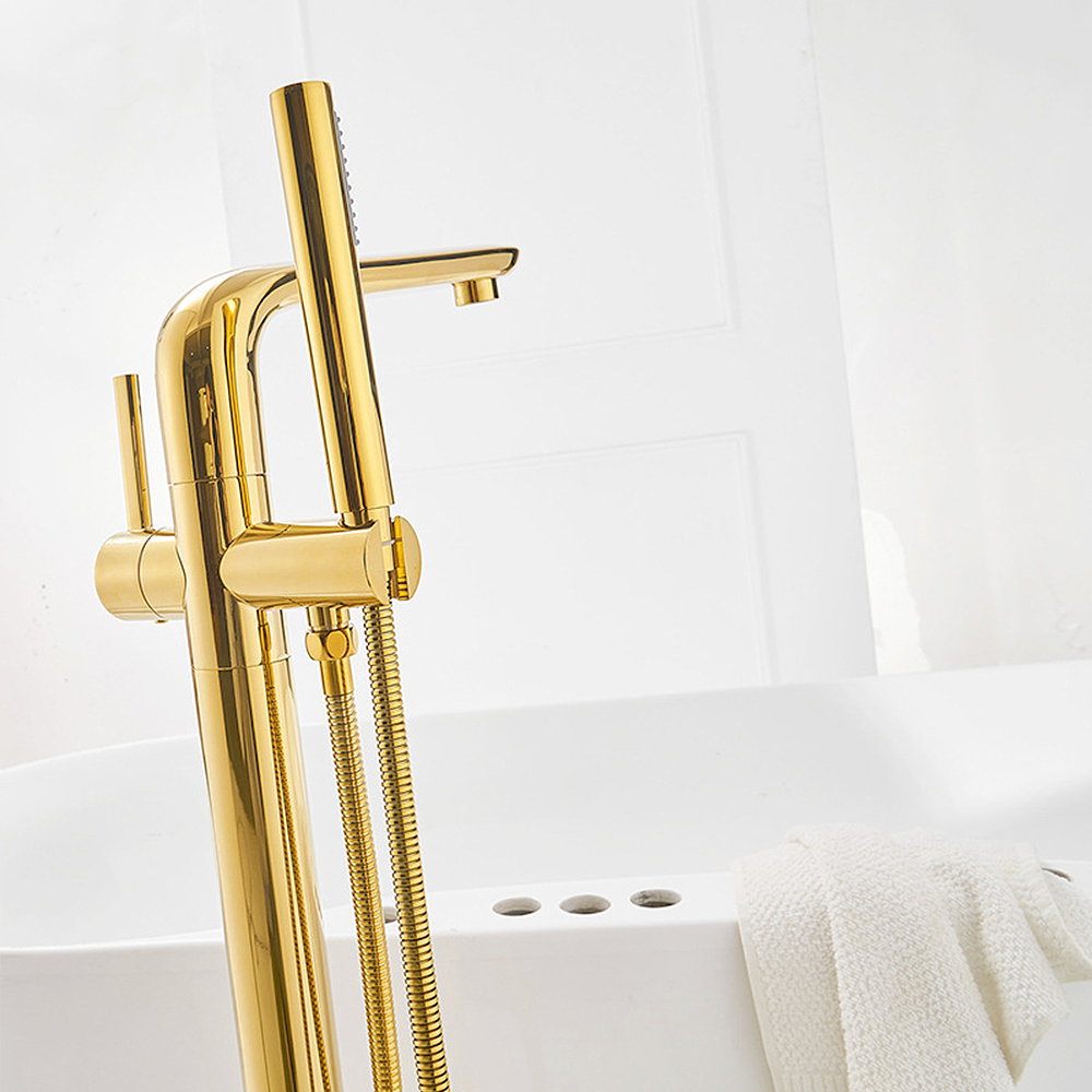 Mode Gold Messing Badezimmer D – Freestanding Bathtub Filler Faucet Floor Bewertung und Preis