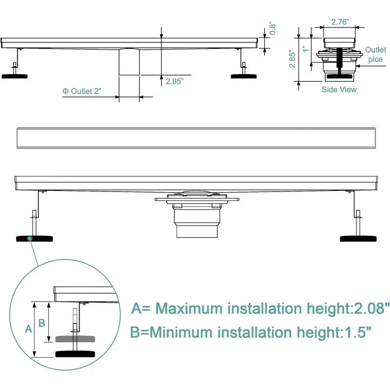 Moderner 304 Edelstahl Lineare – Linear Shower Drain Stainless 304 Tile In Bewertung und Preis