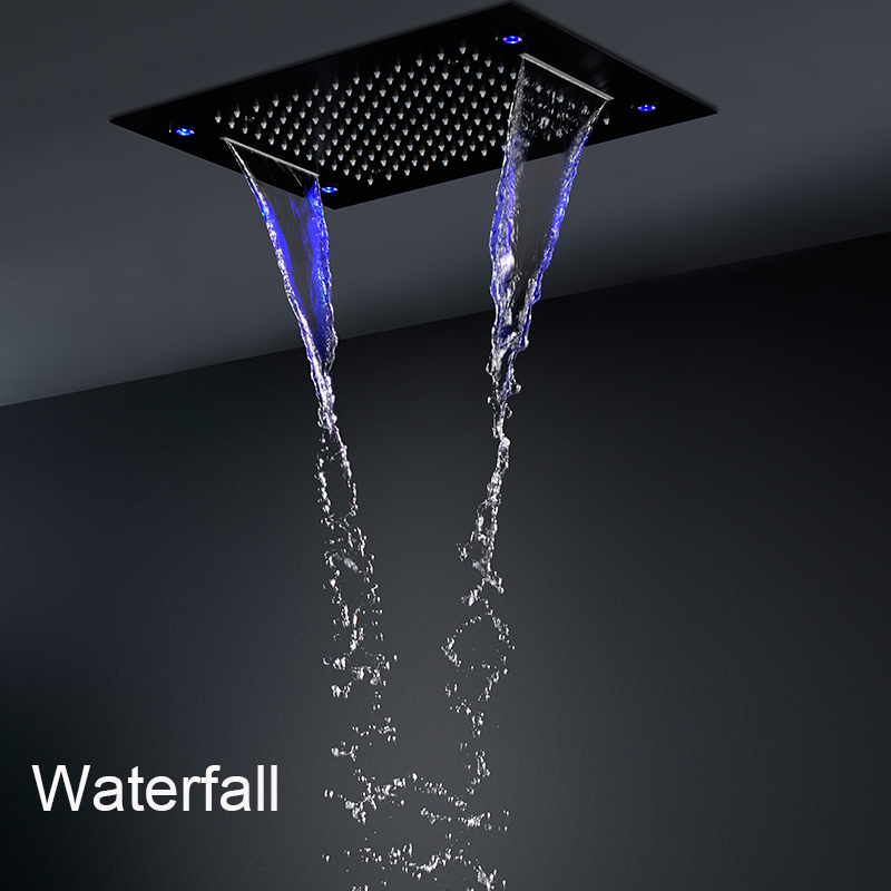 Schwarzes 2-Funktionen-Duschko – Led Rainfall Shower Head Waterfall Bewertung und Preis