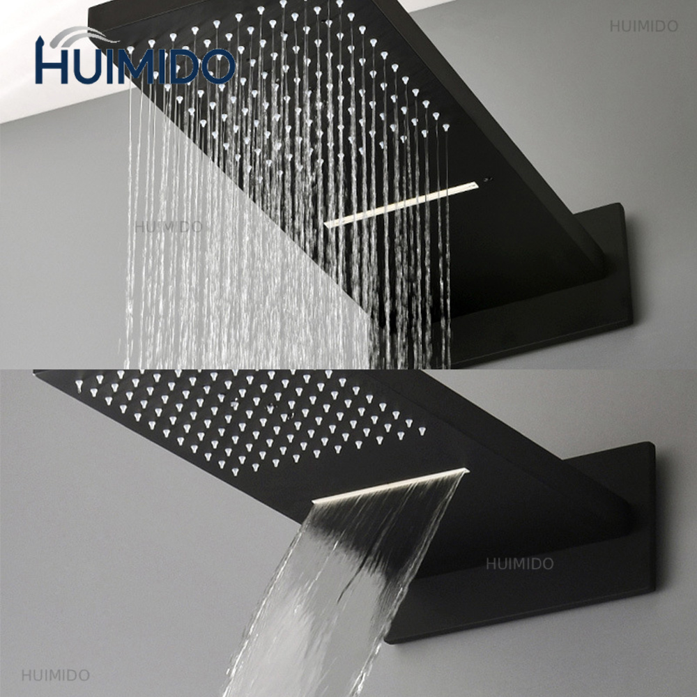 Schwarzer Duschkopf mit Regen- – Led Rainfall Shower Head Waterfall Bewertung und Preis