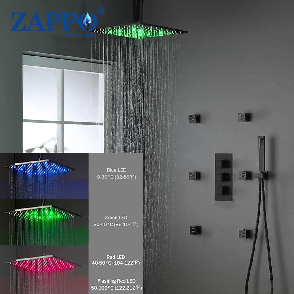 ZAPPO Mattschwarzes Thermostat – Concealed Thermostatic Shower System Set Bewertung und Preis