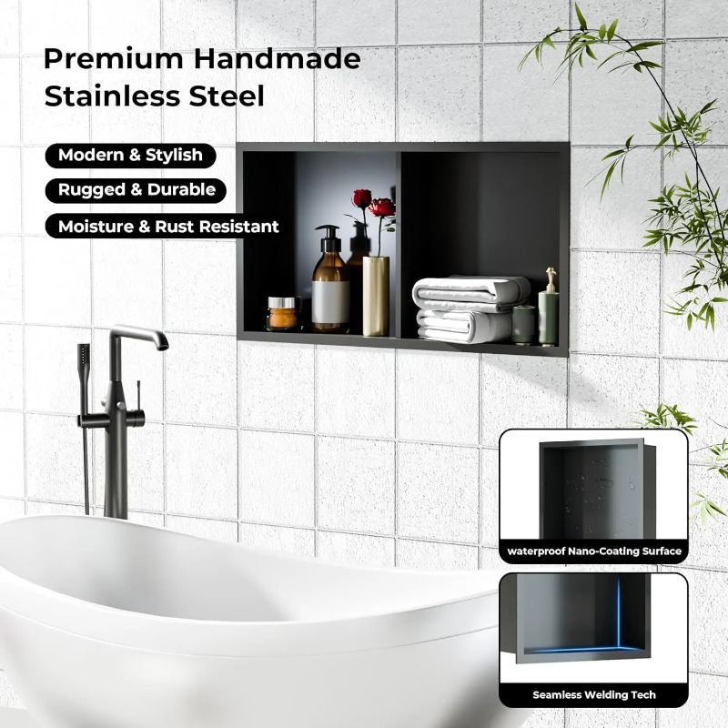 Edelstahl-Duschnische Badezimm – Shower Niche Stainless Steel Recessed Bewertung und Preis