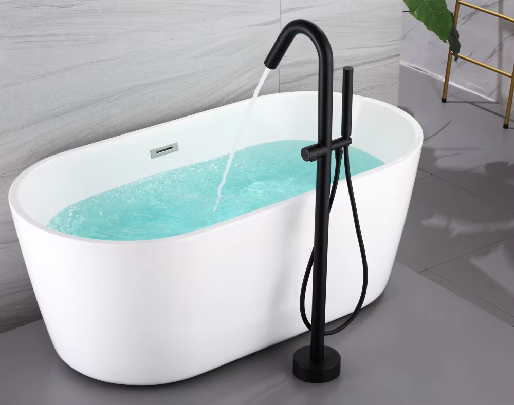 Matt-schwarzer, schwenkbarer S – Freestanding Bathtub Filler Faucet Floor Bewertung und Preis