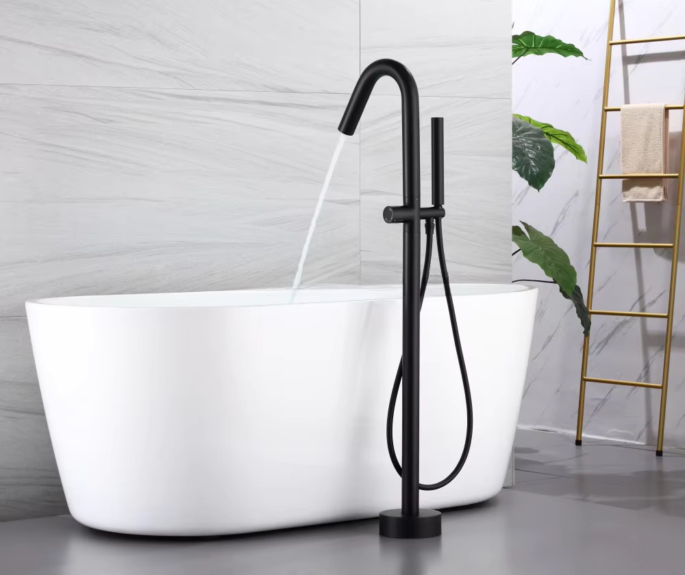 Matt-schwarzer, schwenkbarer S – Freestanding Bathtub Filler Faucet Floor Bewertung und Preis