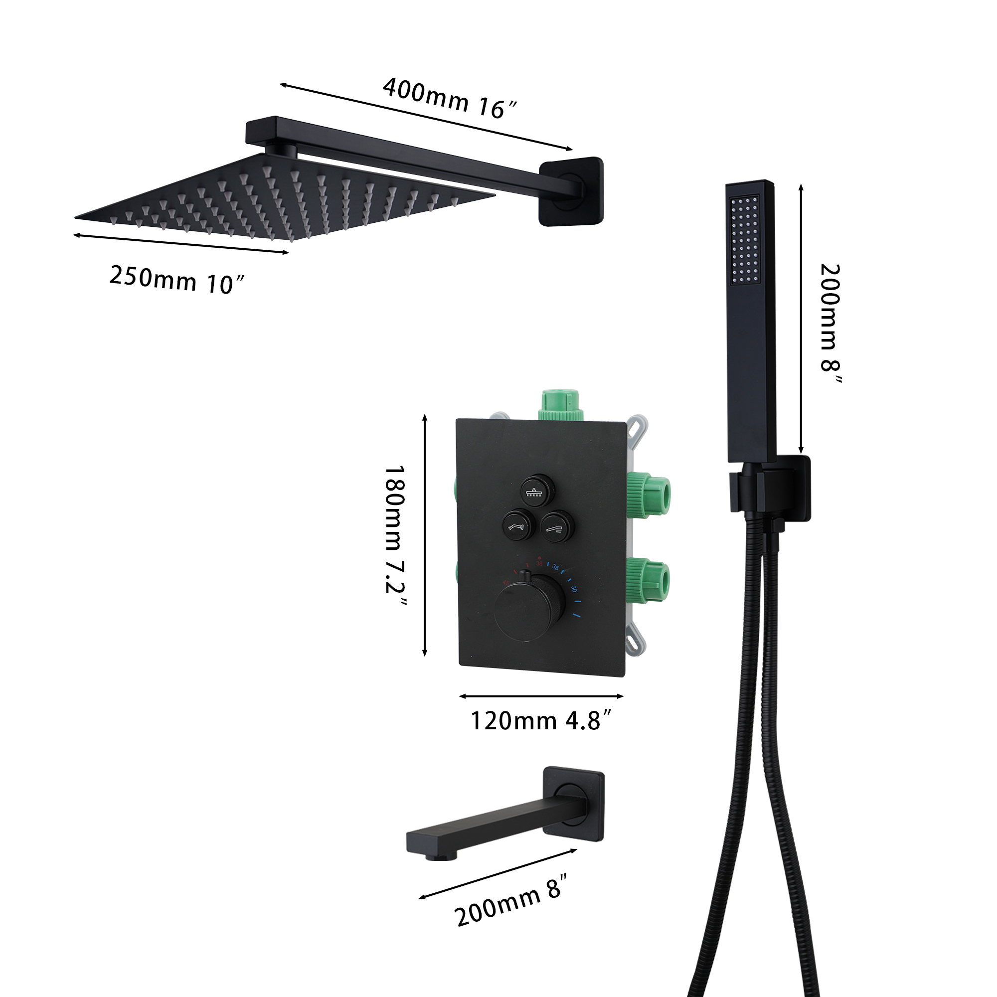 Zappo mattschwarz verdeckte Du – Concealed Thermostatic Shower System Set Bewertung und Preis