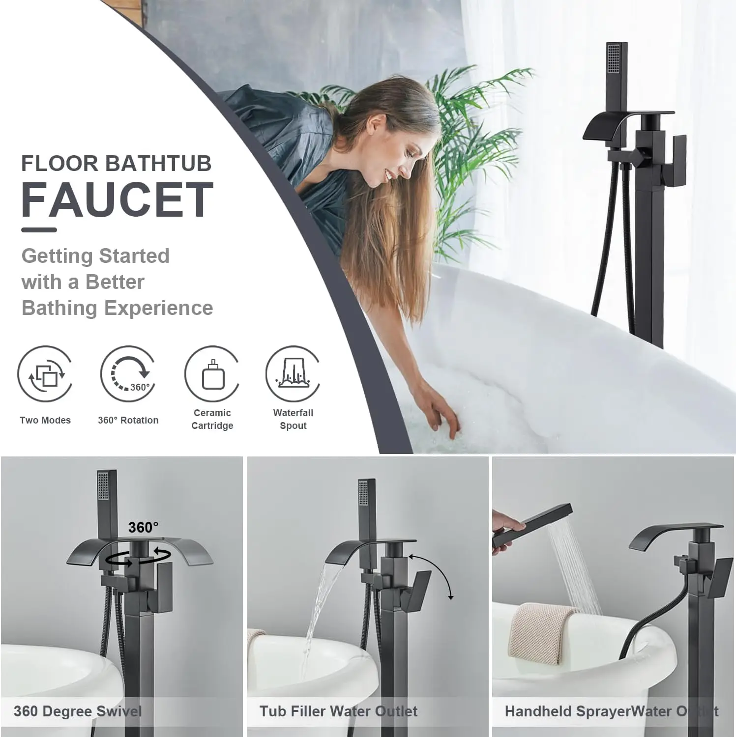Bodenstehender Wasserhahn für  – Freestanding Bathtub Filler Faucet Floor Bewertung und Preis