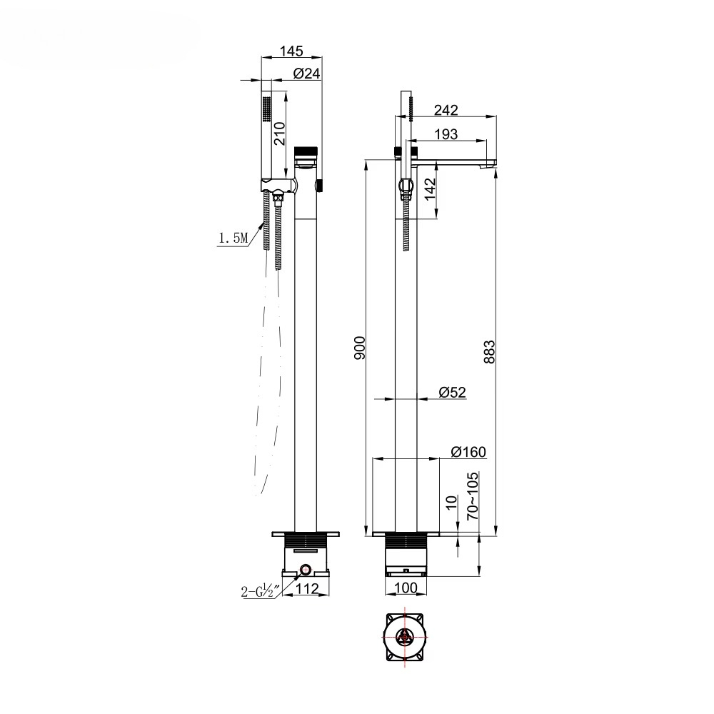 Hochwertiger, moderner Badewan – Freestanding Bathtub Filler Faucet Floor Bewertung und Preis