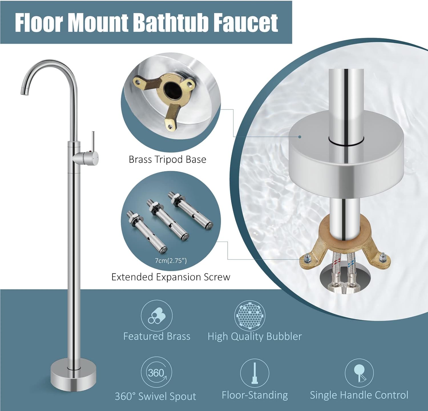 ZAPPO Freistehender Badewannen – Freestanding Bathtub Filler Faucet Floor Bewertung und Preis